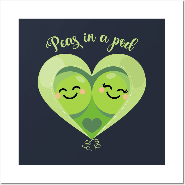 Peas in a Pod (Heart) Navy Wall Art by VicEllisArt